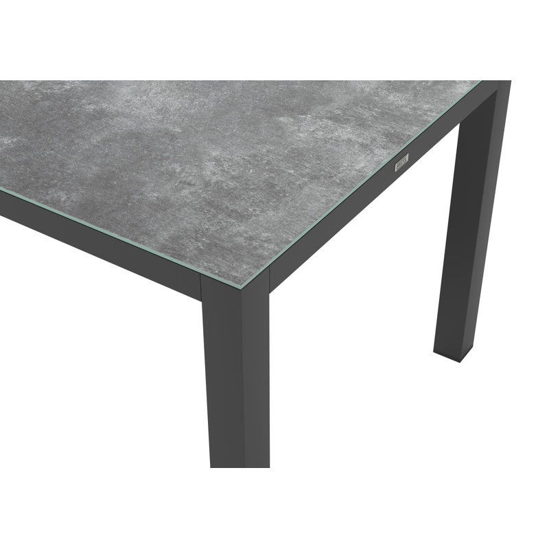 Table de jardin Varese en aluminium noir et ceramique verre gris - Lg. 220 x Larg. 92 x H 73,5 cm