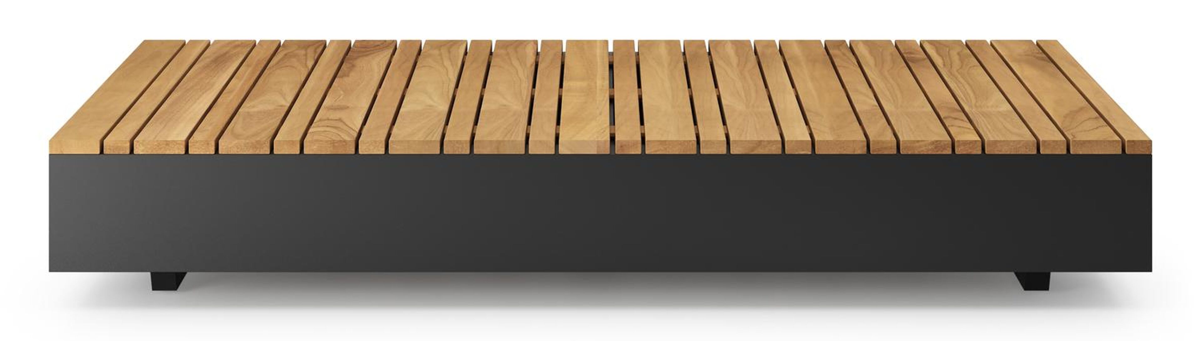 Como loungetafel in zwart aluminium en naturel teak - L 140 x B 80 x H 20 cm