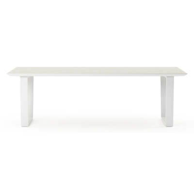 Pagino tuintafel in wit aluminium en volkeramiek shilin - L 240 x B 100 x H 74,5 cm