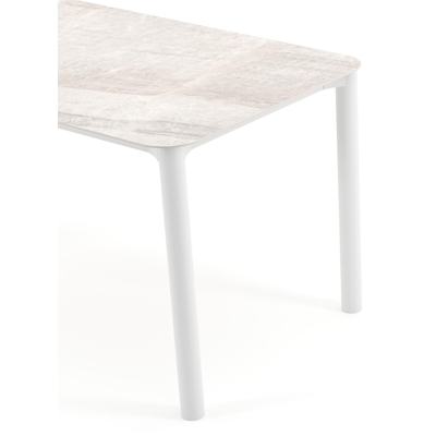 Orso tuintafel rechthoekig afgerond in wit aluminium en volkeramiek Taj Mahal - L 140 x B 80 x H 74.5 cm