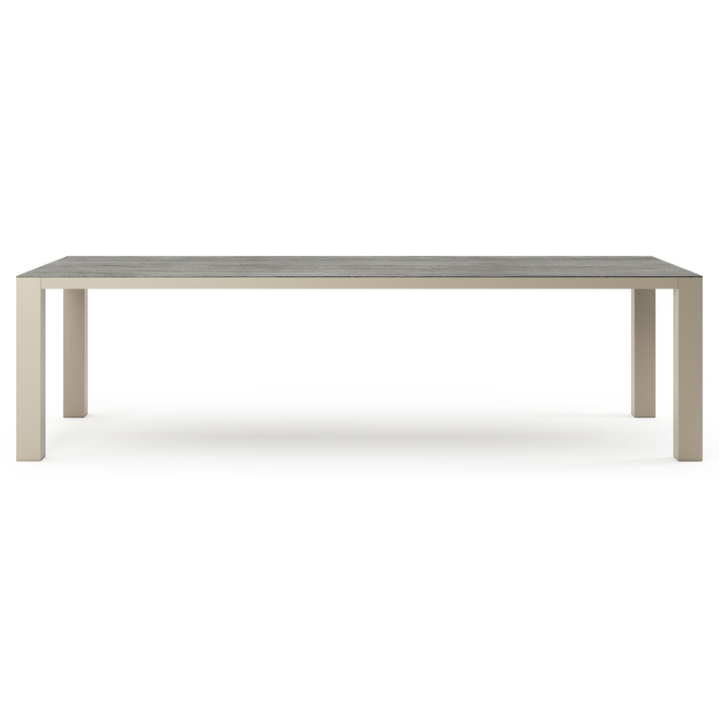 Table de jardin Nano rectangulaire en aluminium beige et céramique pleine Aspen Grey - Lg. 280 x Lrg. 110 x Haut. 75 cm