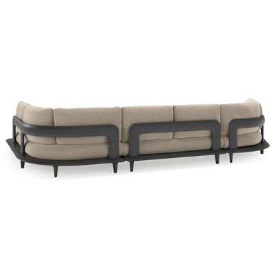 Bomero loungehoek in zwart aluminium met chartres pewter all weather sunbrella® luxe kussen