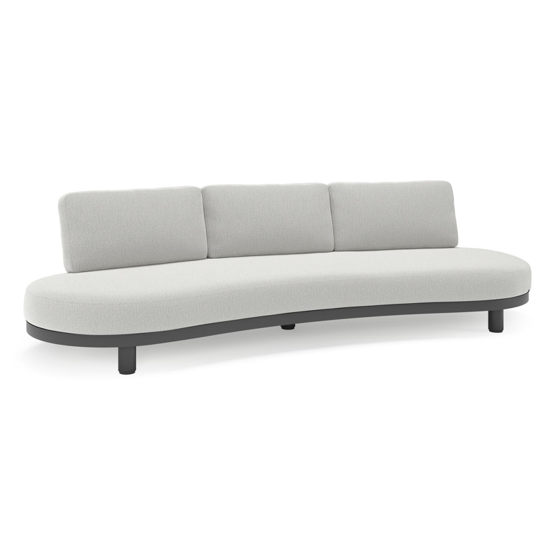 Donato loungebank in zwart aluminium met all weather sunbrella® luxe Savane Nimbus kussen