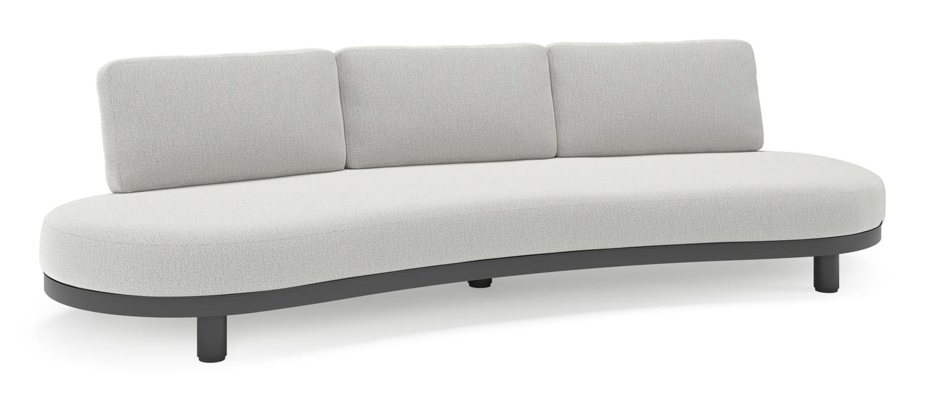 Canapé de jardin Donato en aluminium noir et coussins en all weather sunbrella® luxe Savane Nimbus