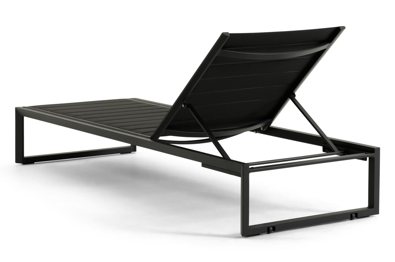 Cirello verstelbaar ligbed in zwart aluminium met zwart comfort textilene