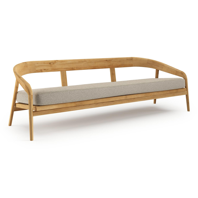 Lacrima loungebank in teak met catania beige all weather Cosytica kussen