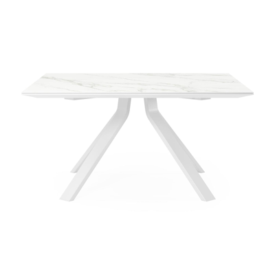 Cesano tuintafel in wit aluminium en volkeramiek calacatta - L 148 x B 148 x H 74,5 cm