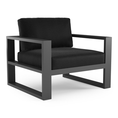 Verato loungestoel in zwart aluminium met lopi baribal all weather sunbrella® luxe kussen