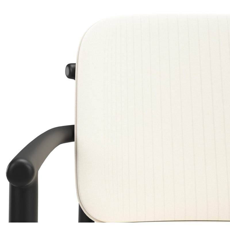 Bono stapelbare tuinstoel in zwart aluminium met stoelkussen in All Weather Sunbrella® Luxe Natte White