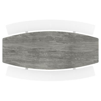 Forno picknicktafel bootvorm in wit aluminium en volkeramiek Aspen Grey - L 280 x B 192 x H 72 cm