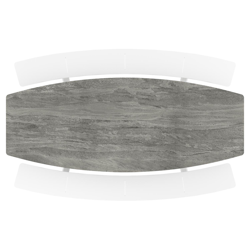 Forno picknicktafel bootvorm in wit aluminium en volkeramiek Aspen Grey - L 280 x B 192 x H 72 cm