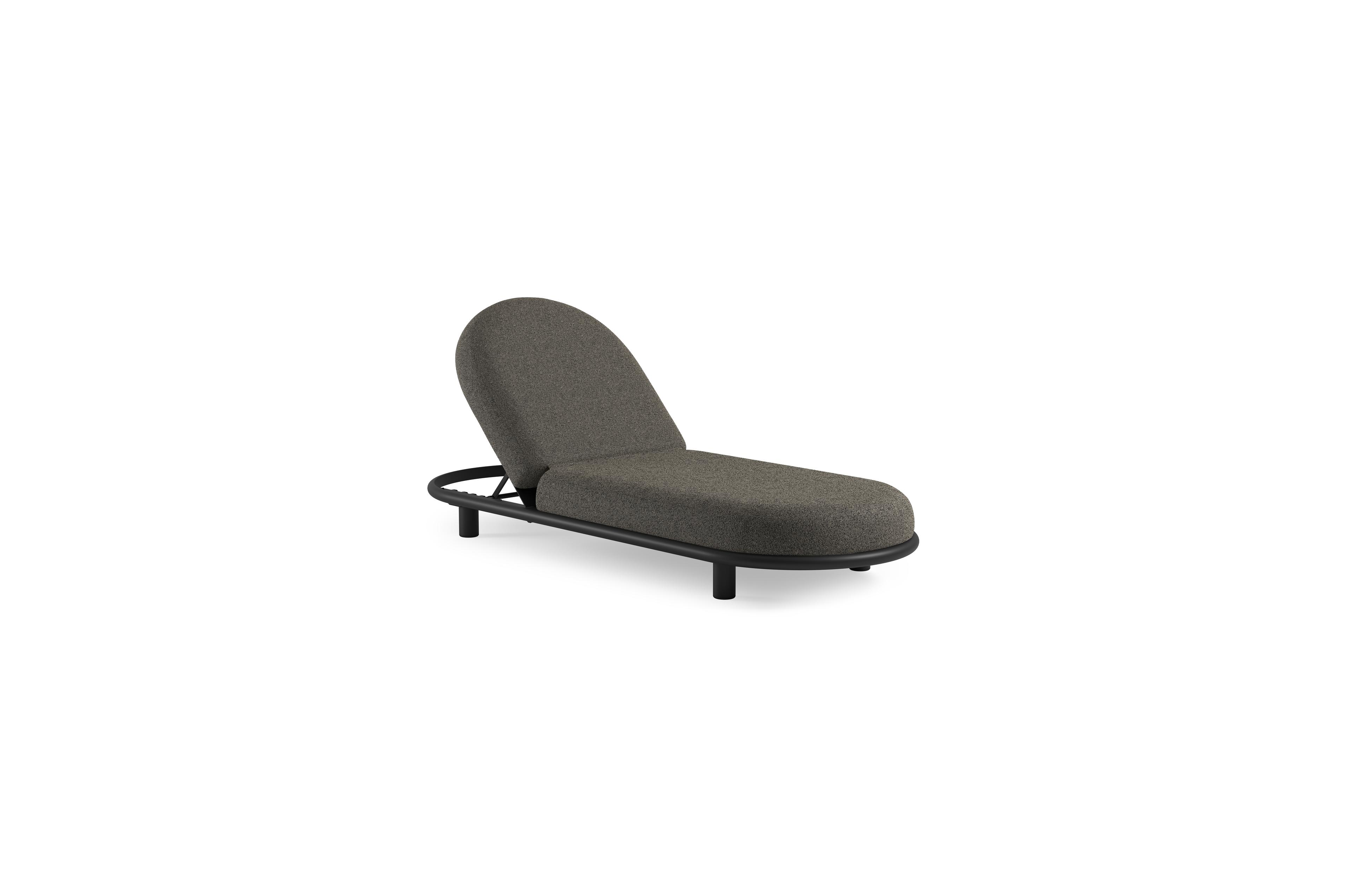 Chaise longue réglable Lomano en aluminium noir avec marbella tunder all weather cosytica coussin