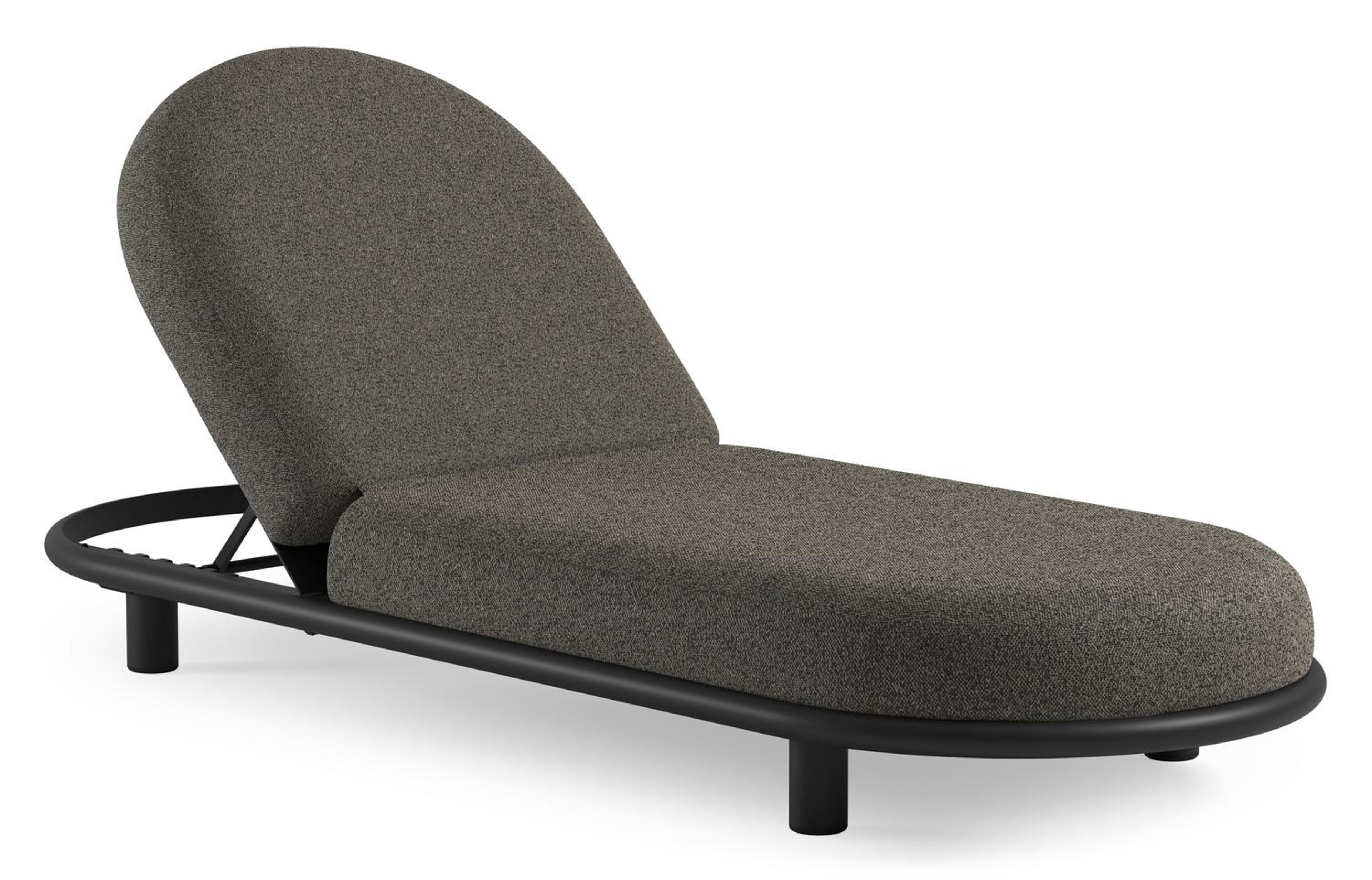 Chaise longue réglable Lomano en aluminium noir avec marbella tunder all weather cosytica coussin