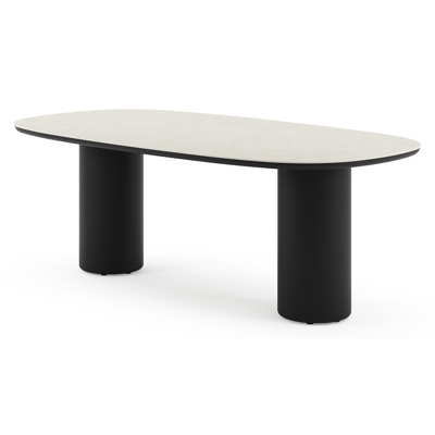 Amico tuintafel bombo in zwart aluminium en volkeramiek Shilin - L 210 x B 110 x H 73.5 cm