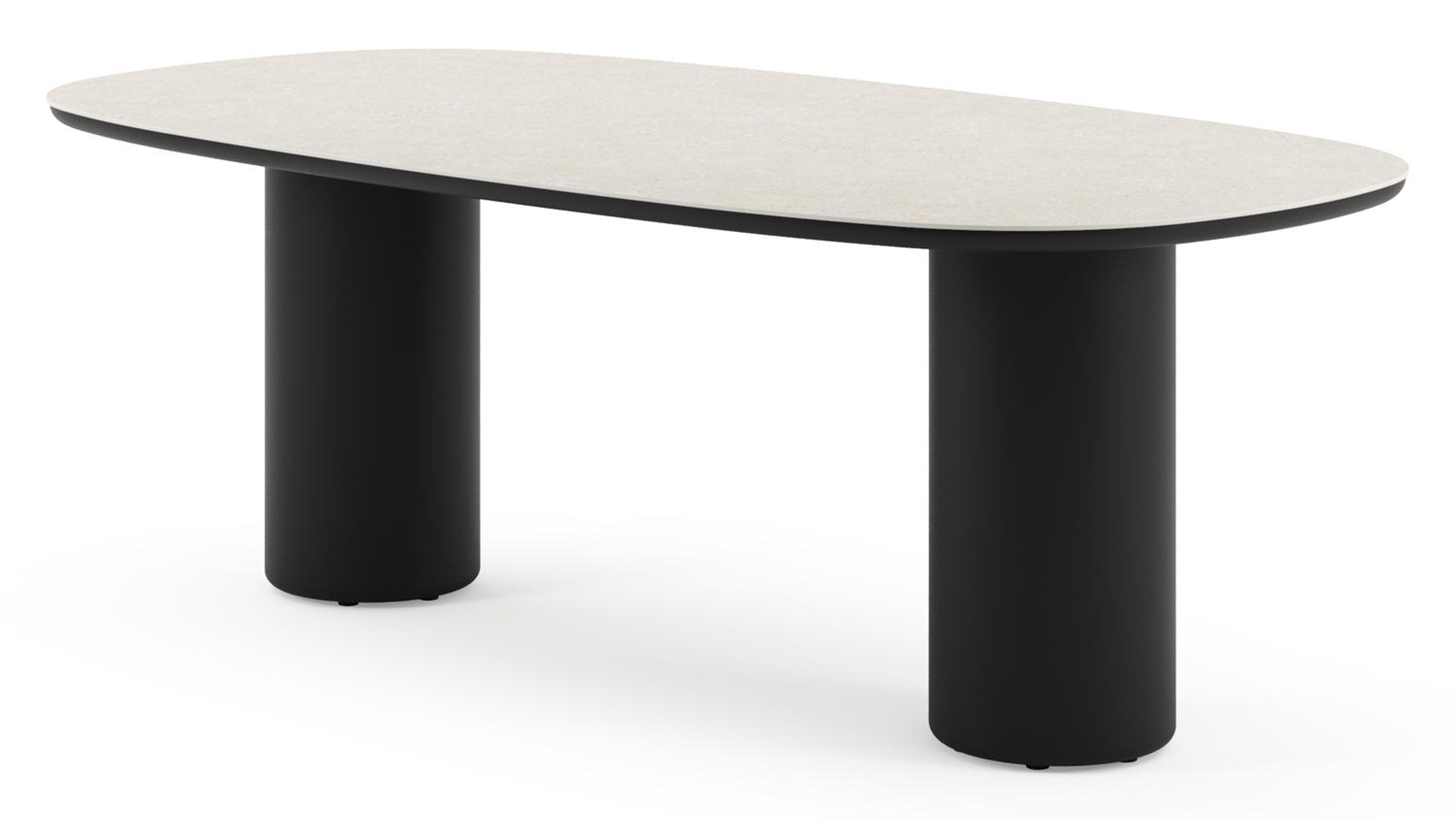 Table de jardin Amico bombo en aluminium noir et céramique pleine Shilin - Lg. 210 x Lrg. 110 x Haut. 74 cm