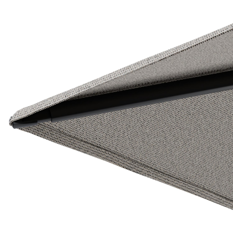 Minore zweefparasol met tiltfunctie in zwart aluminium en Firenze Sand All Weather Solica parasoldoek - L1 350 x L2: 350 cm met parasolvoet Minore 260 kg met wielen