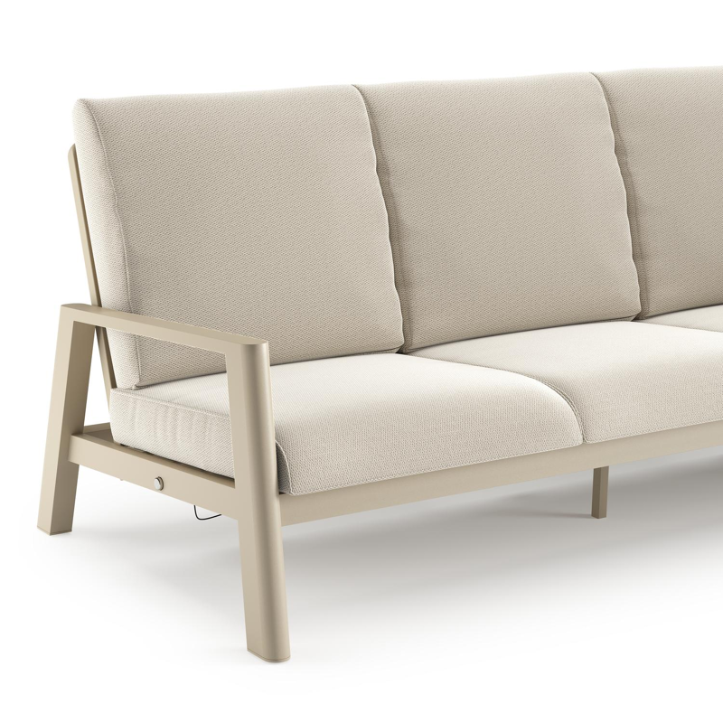 Cirello loungebank in beige aluminium met lopi marble all weather sunbrella® luxe kussen