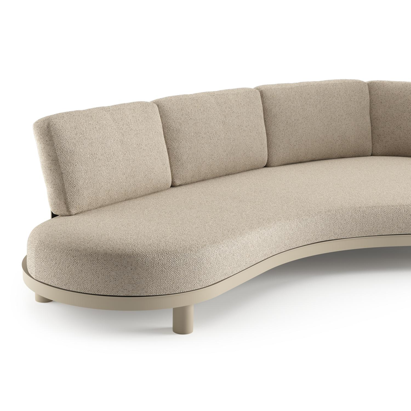 Canapé de jardin Donato en aluminium beige et coussins en all weather cosytica bora desert