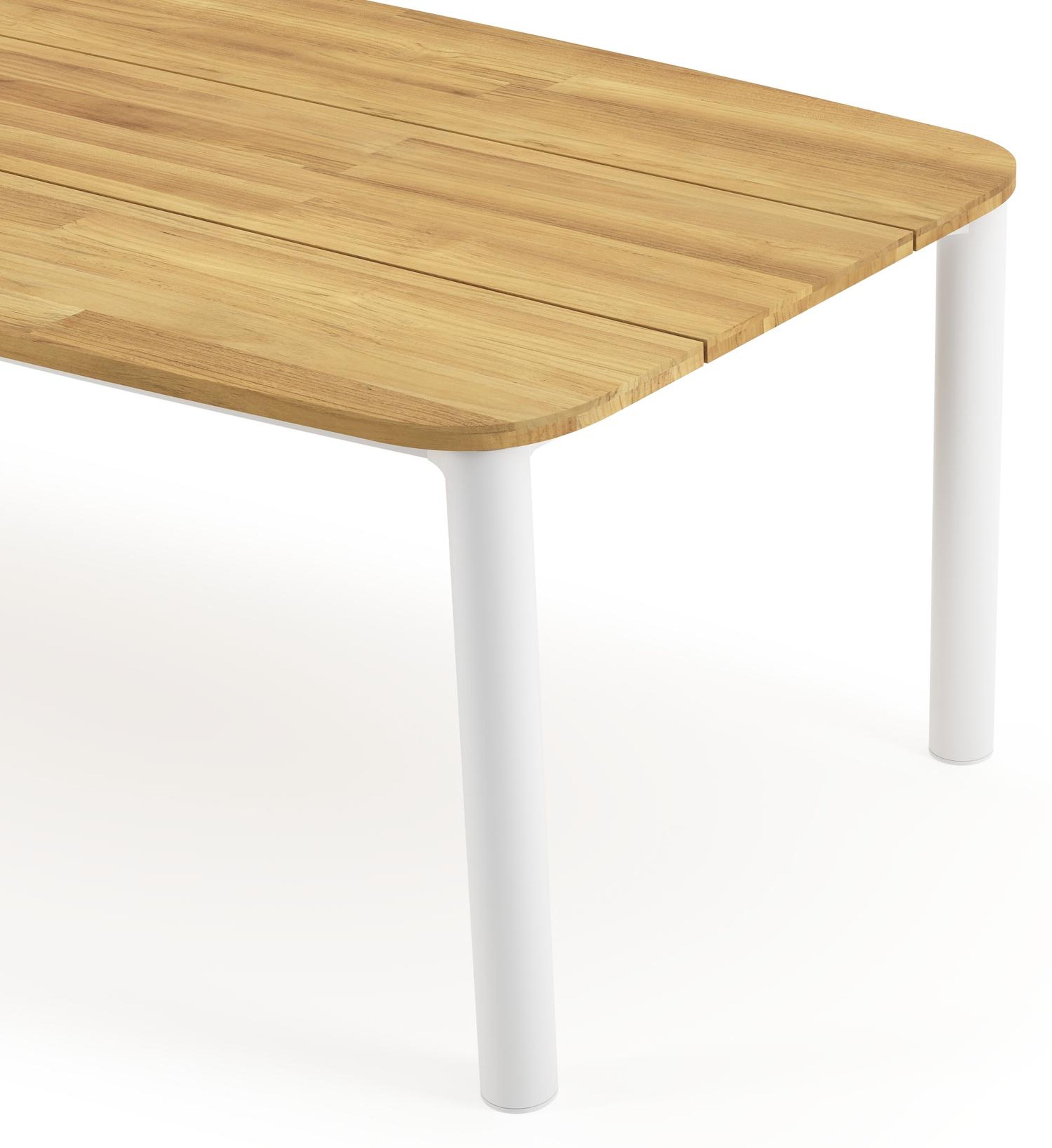 Orso tuintafel bootvorm in wit aluminium en teak - L 255 x B 115 x H 75 cm