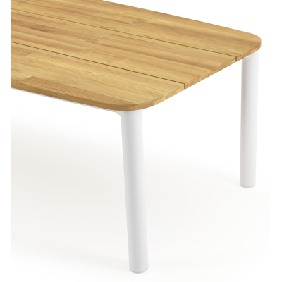 Orso tuintafel bootvorm in wit aluminium en teak - L 255 x B 115 x H 75 cm