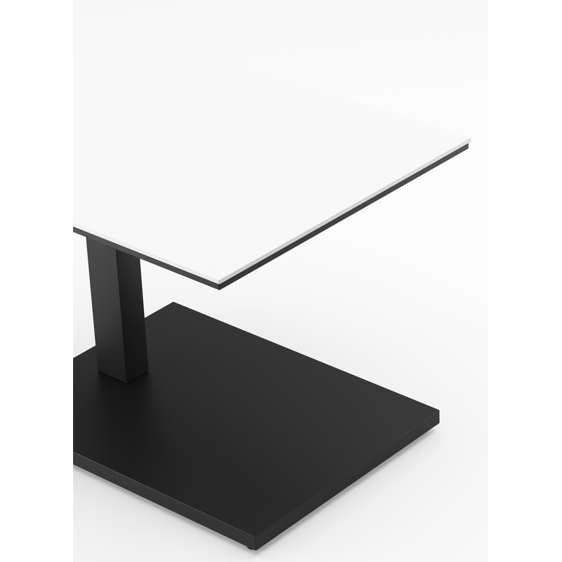 Cirello pop-up bijzettafel in zwart aluminium en volkeramiek Arctic White - L 70 x B 50 x H 44 cm