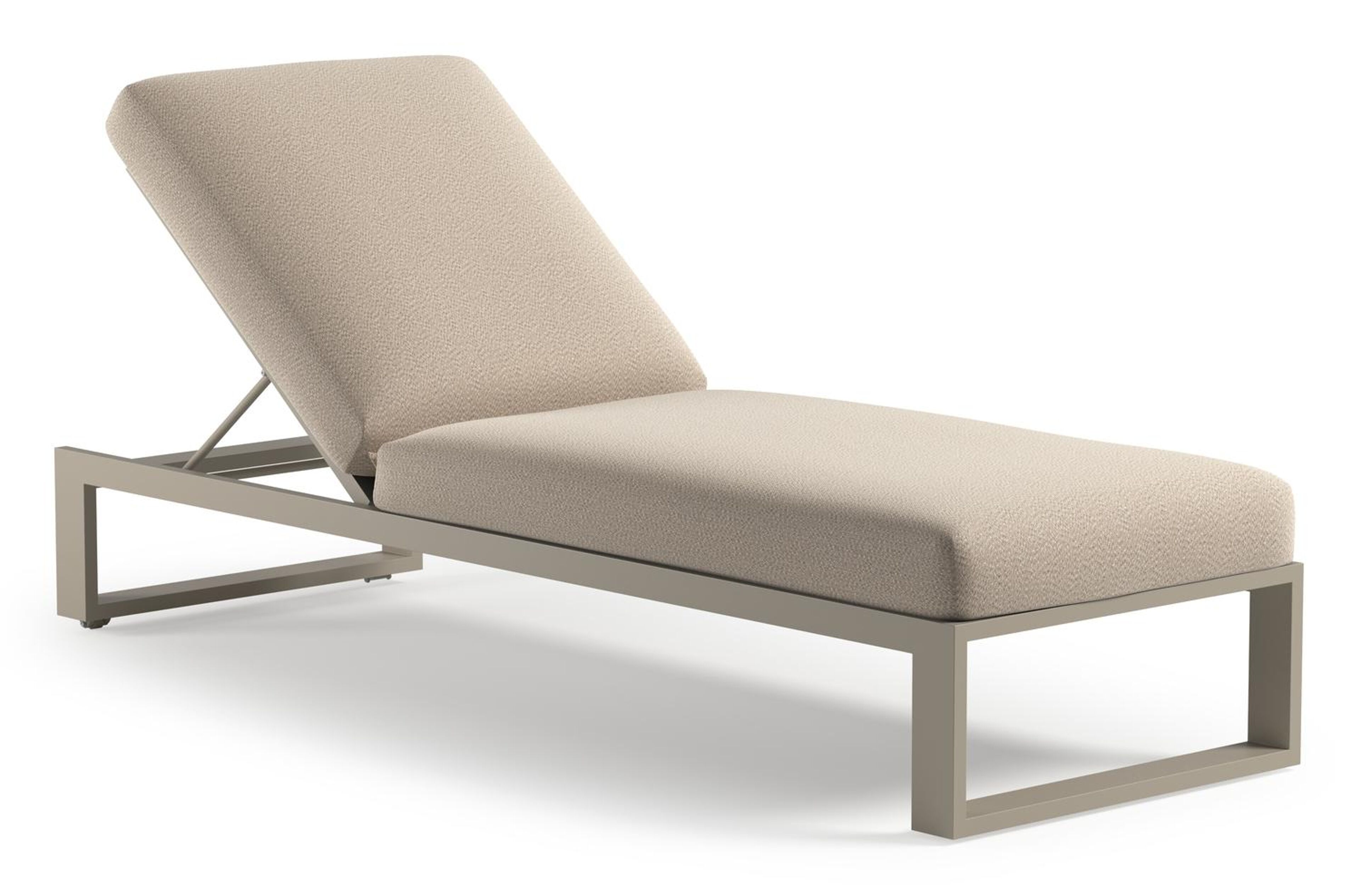 Chaise longue réglable Verato en aluminium beige avec lopi sand all weather sunbrella® luxe coussin