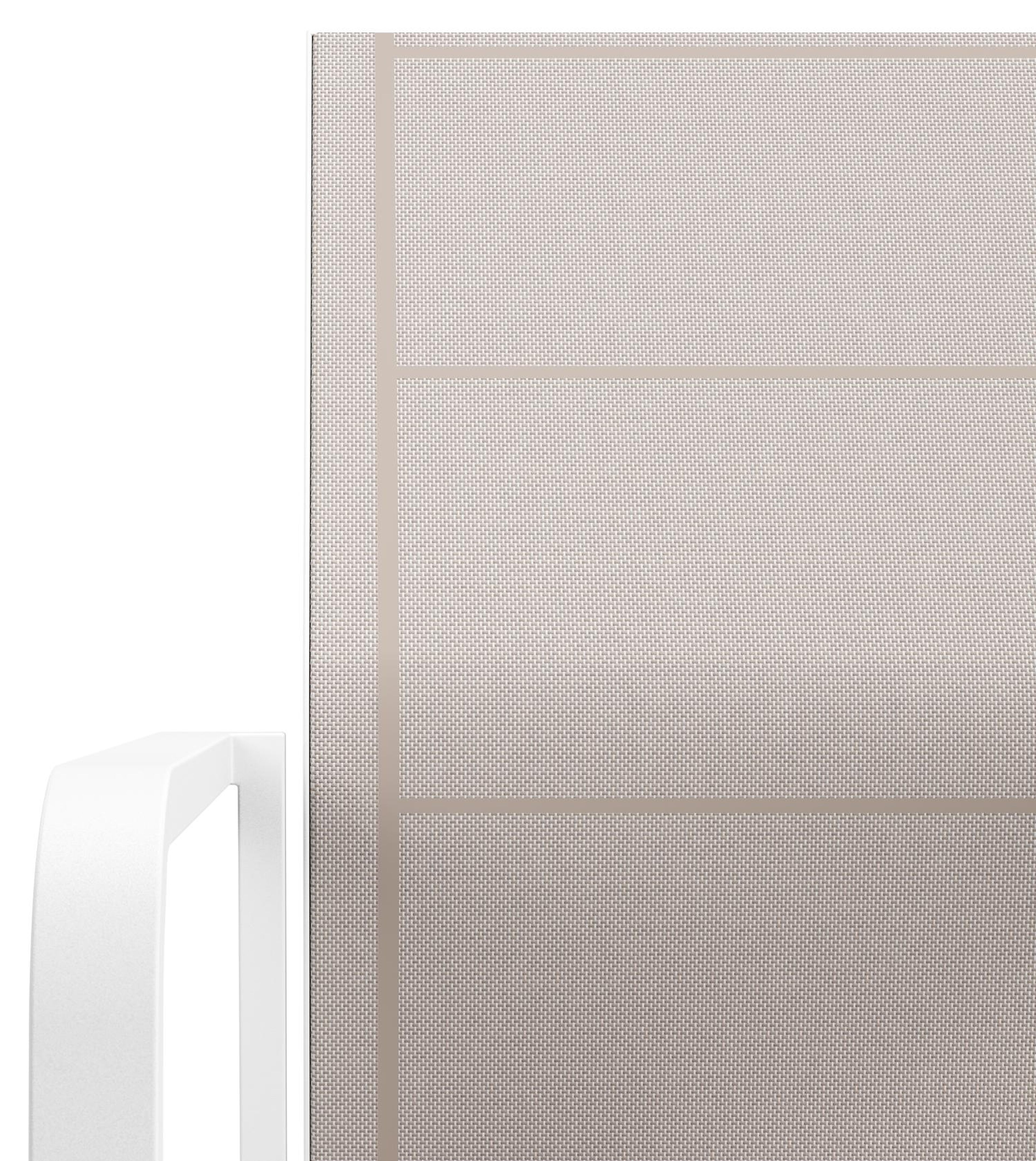 Como stapelbare tuinstoel in wit aluminium en beige textilene