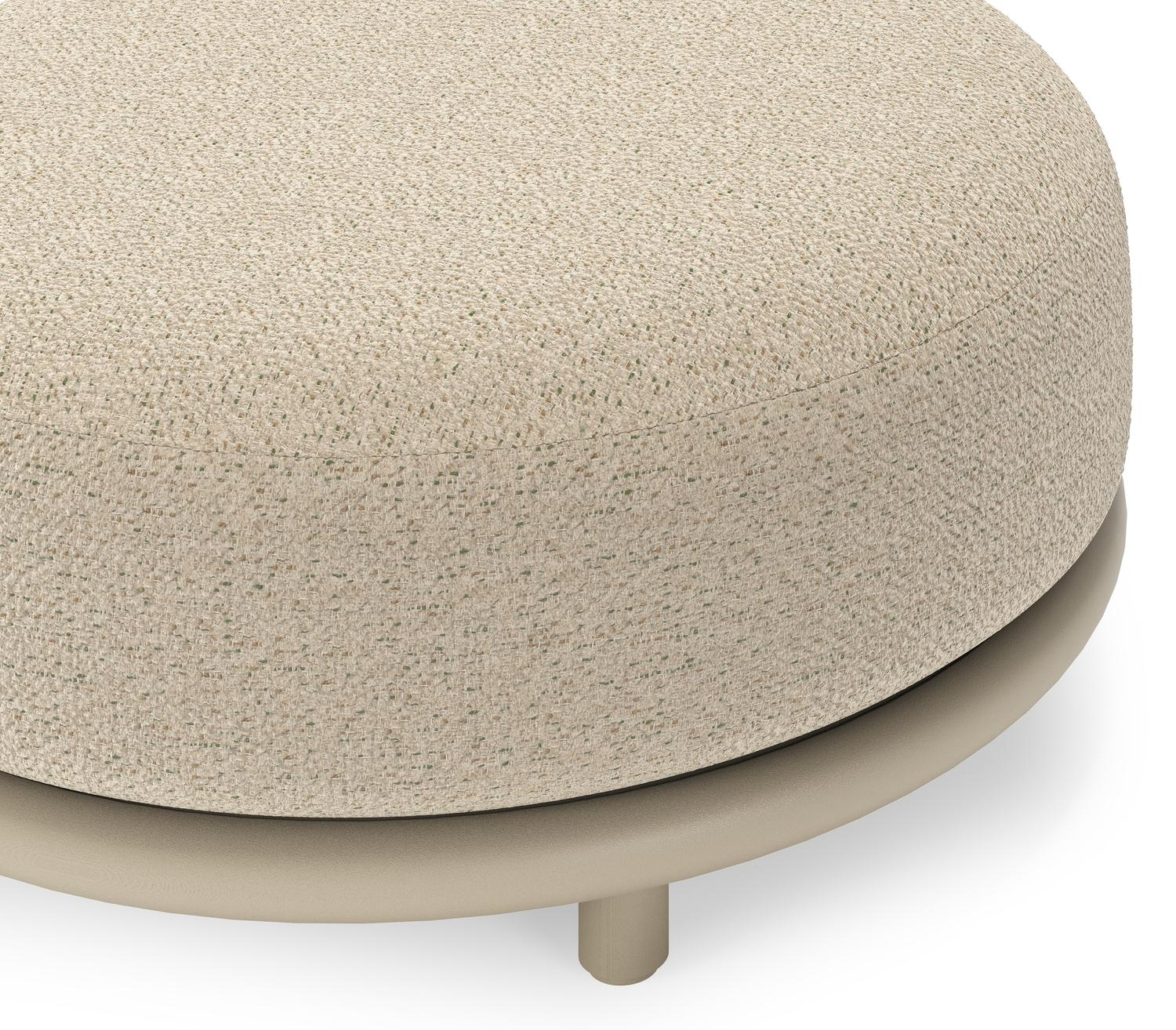 Lomano poef in beige aluminium en beige verticaal geweven luxe vlakke rope met Bora Forest all weather cosytica