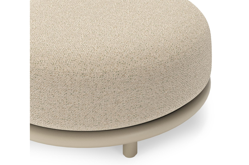 Lomano poef in beige aluminium en beige verticaal geweven luxe vlakke rope met Bora Forest all weather cosytica