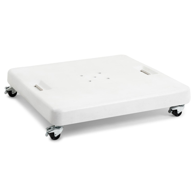 Avola zweefparasol met tiltfunctie in wit aluminium met grijs sunbrella® premium parasoldoek - L1 250 x L2 200 cm (met voet)