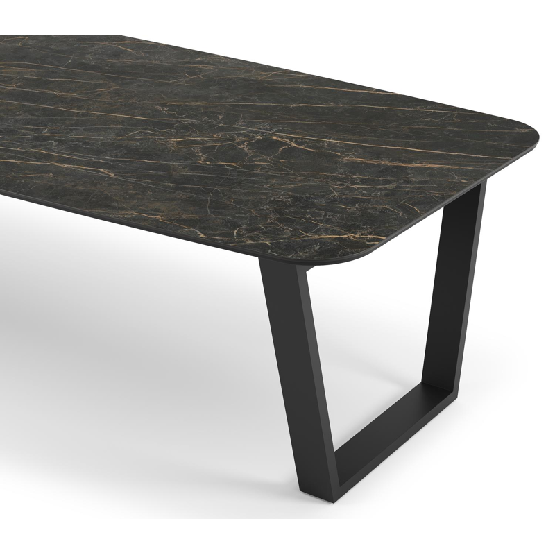 Table de jardin Pagino en aluminium noir et céramique pleine black obsession - Lg 315 x Larg. 115 x H 74 cm