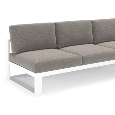 Verato loungehoek in wit aluminium met chartres drizzle all weather sunbrella® luxe kussen