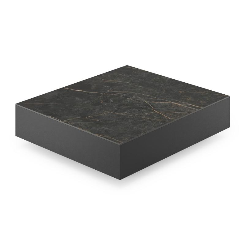 Como loungetafel in zwart aluminium en black obsession volkeramiek - L 70 x B 80 x H 20 cm