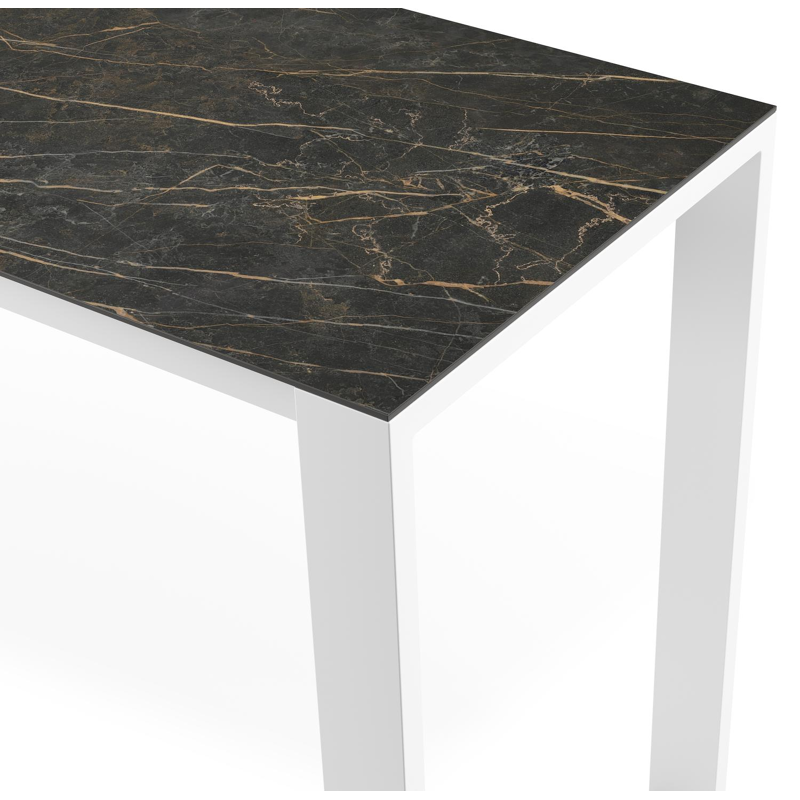 Verato bartafel in wit aluminium en volkeramiek Black Obsession - L 220 x B 70 x H 105 cm