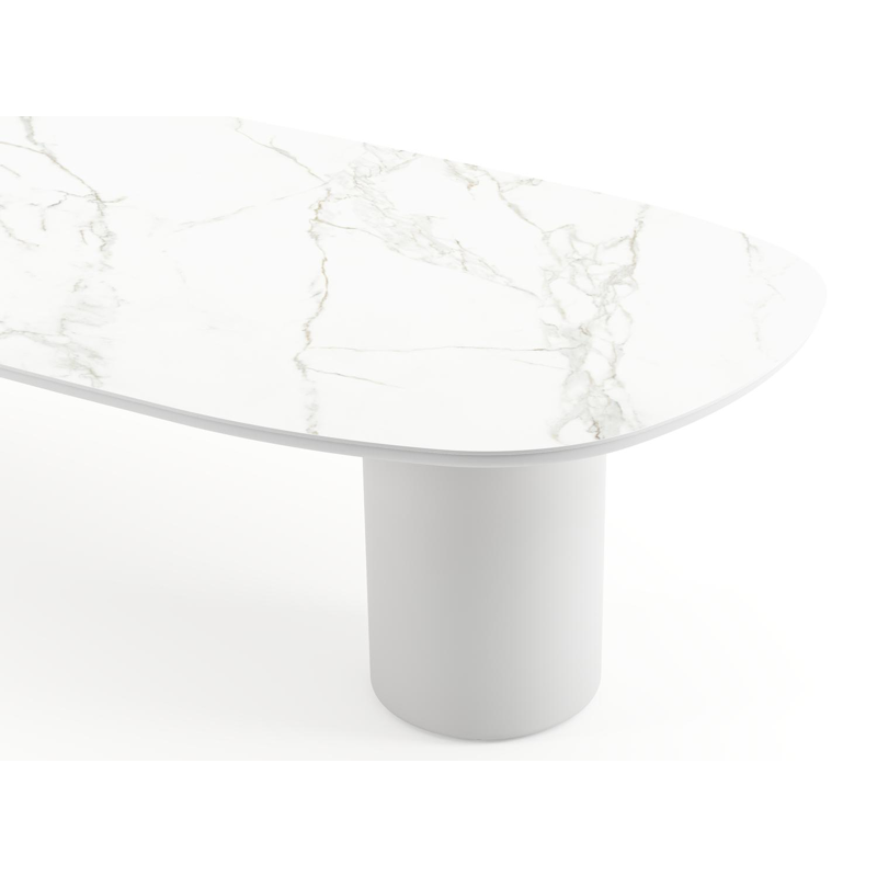 Amico tuintafel bombo in wit aluminium en volkeramiek Calacatta - L 320 x B 130 x H 74 cm