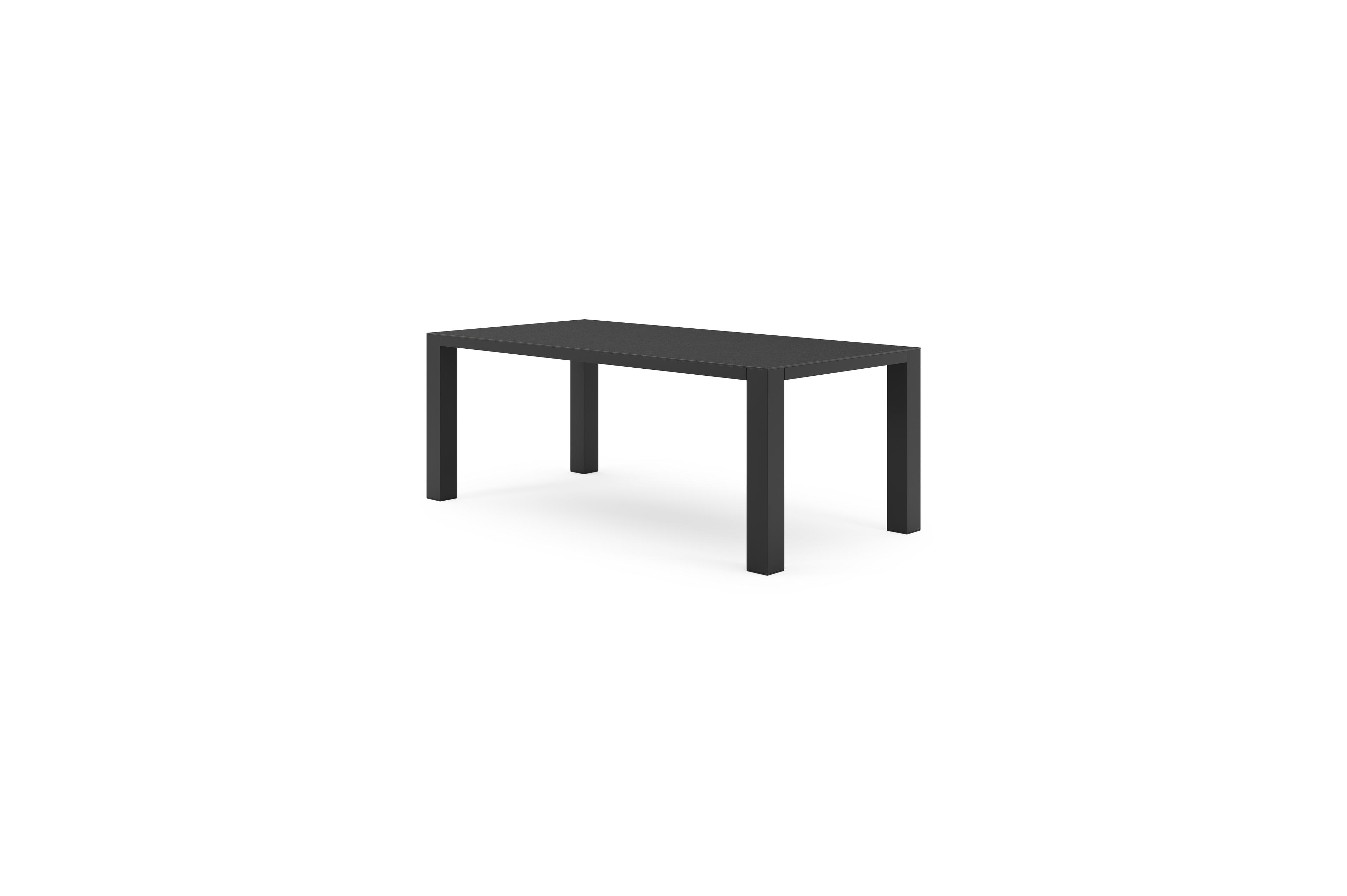 Nano tuintafel in zwart aluminium en volkeramiek nero black - L 200 x B 100 x H 75 cm