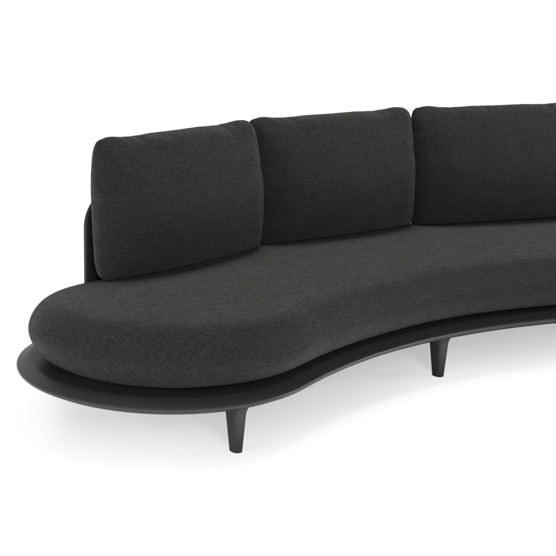 Bomero loungebank in zwart aluminium met chartres sooty all weather sunbrella® luxe kussen