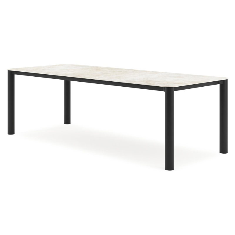 Orso tuintafel afgerond rechthoekig in zwart aluminium en volkeramiek Rapolano L 240 x B 100 x 73.5 cm