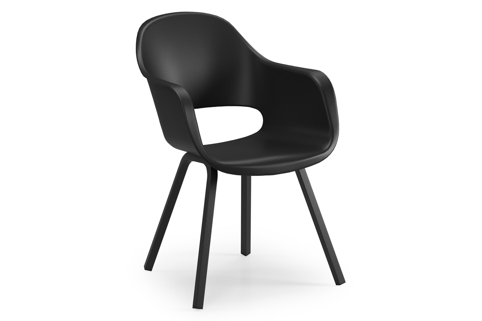 Artena tuinstoel in zwart aluminium en zwart kunststof