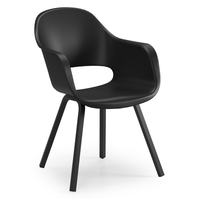 Artena tuinstoel in zwart aluminium en zwart kunststof