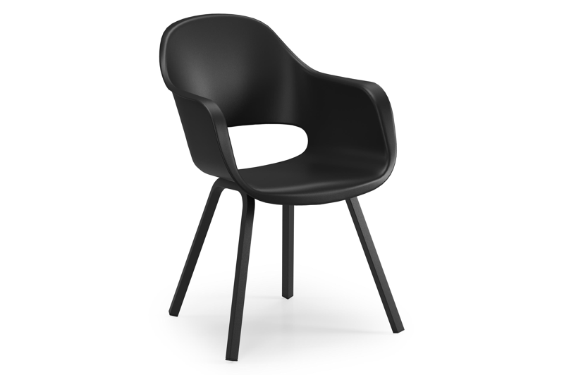 Feltro vierkante tuinset in zwart aluminium en teak natural finish met 4 Artena tuinstoelen