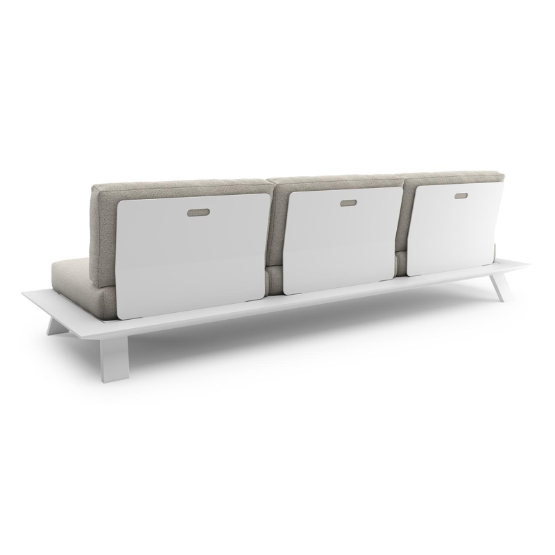 Canapé de jardin Cesano en aluminium blanc et coussin en all weather Solica firenze natural