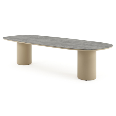 Amico tuintafel bombo in beige aluminium en volkeramiek Aspen Grey - L 320 x B 130 x H 73.5 cm