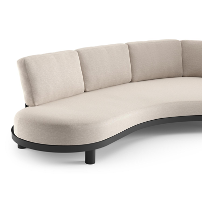 Canapé de jardin Donato en aluminium noir et coussins en all weather sunbrella® luxe slow farafra