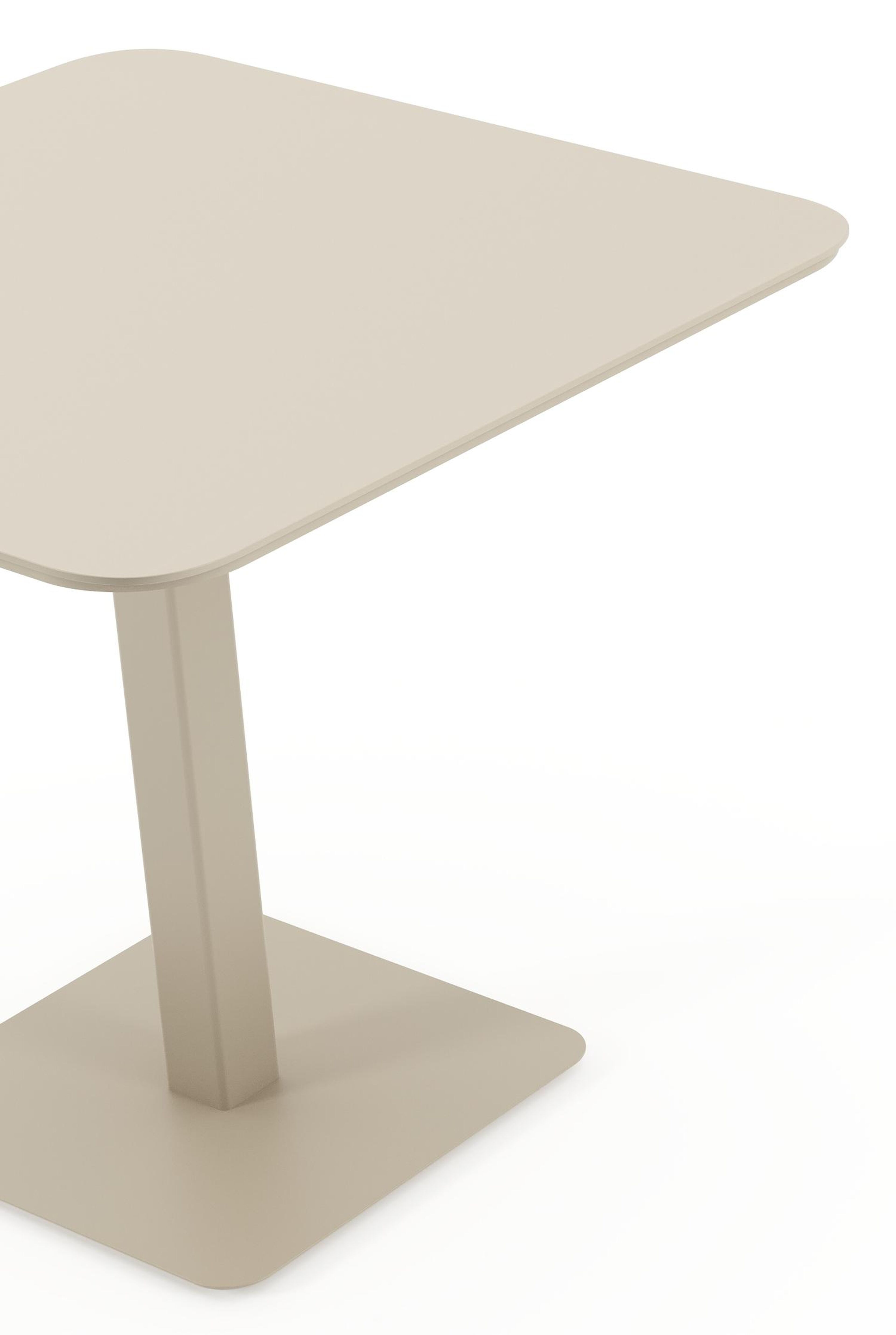 Table de jardin Fano inclinable carré arrondi en aluminium beige - Lg. 80 x Lrg. 80 x Haut. 73 cm