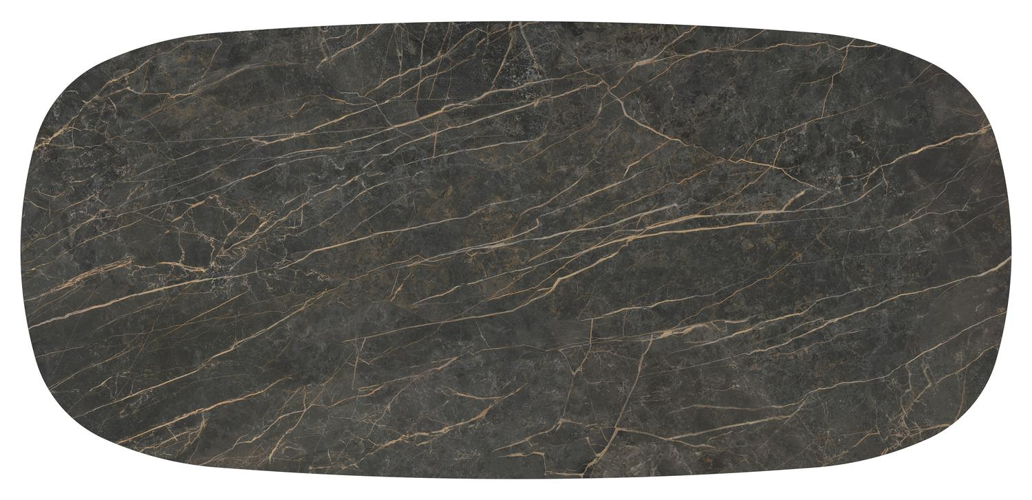 Amico tuintafel bombo xl in wit aluminium en volkeramiek Black Obsession - L 320 x B 148 x H 73.5 cm