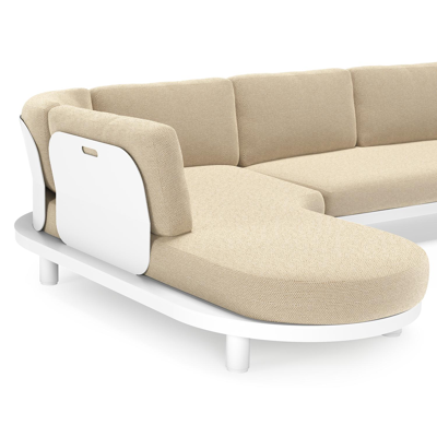 Donato loungehoek in wit aluminium met all weather cosytica Althea Camel kussen