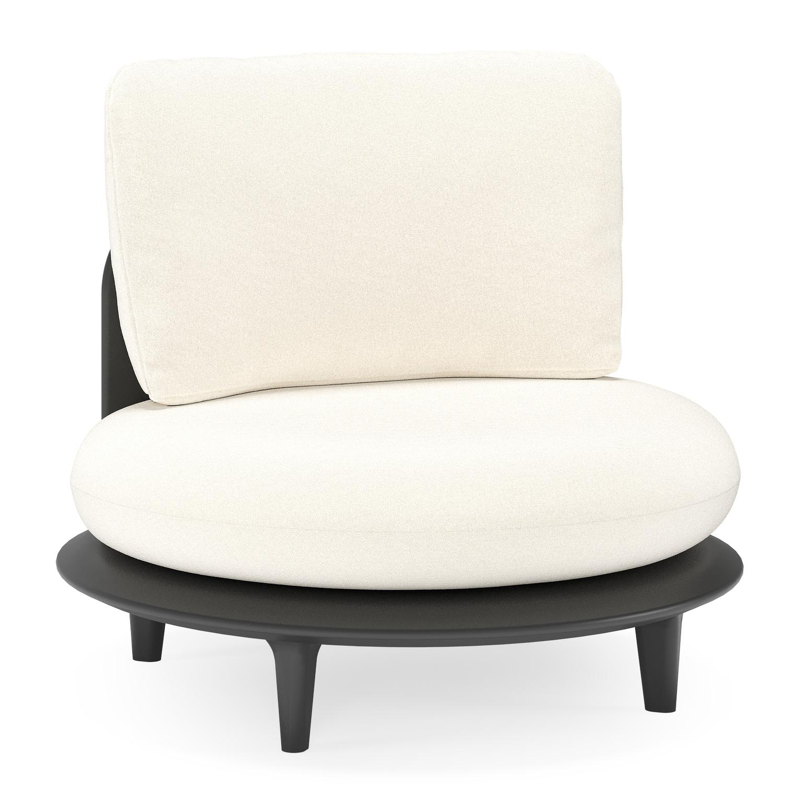 Bomero loungestoel in zwart aluminium met natte white all weather sunbrella® luxe kussen