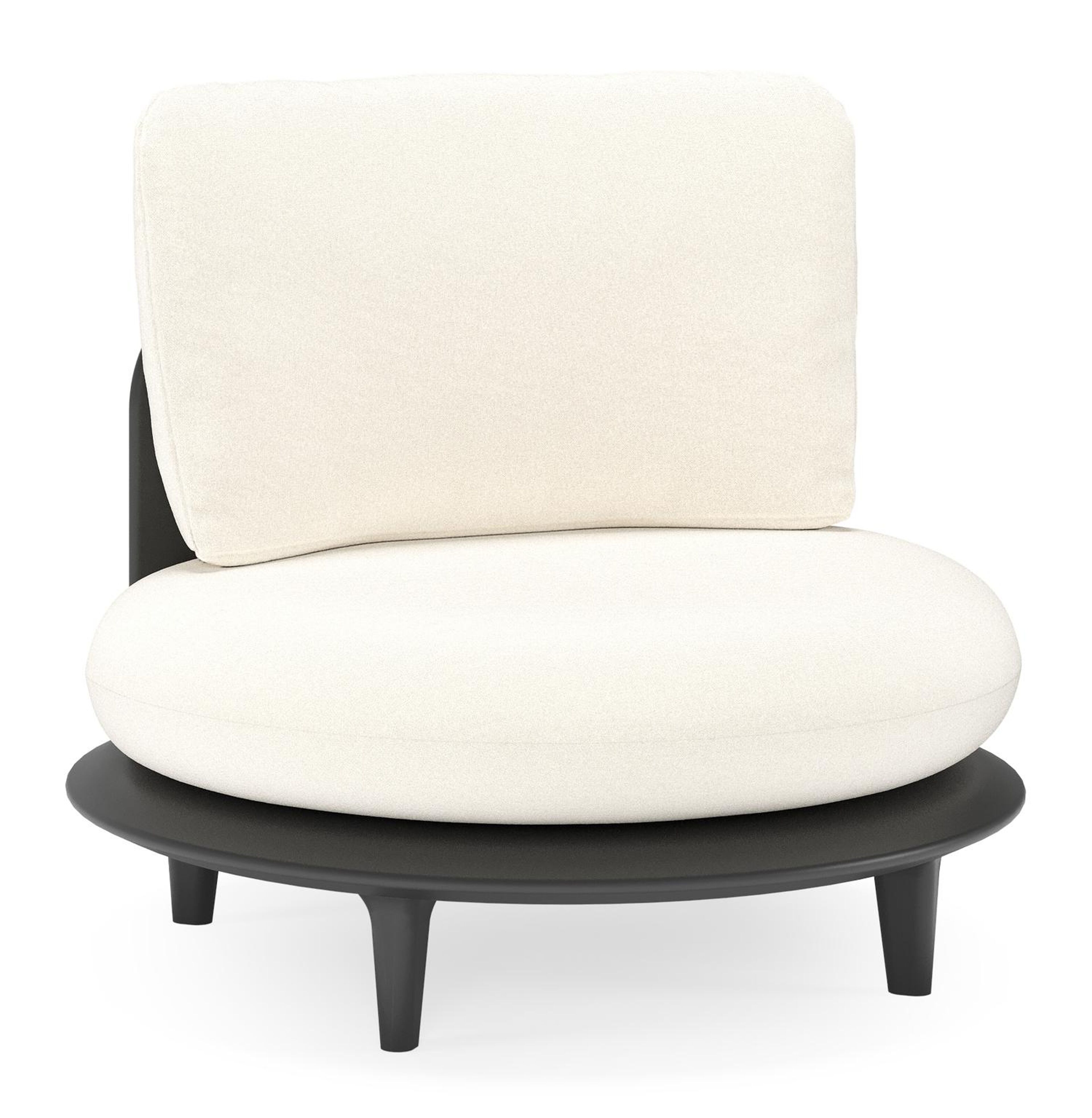 Bomero loungestoel in zwart aluminium met natte white all weather sunbrella® luxe kussen