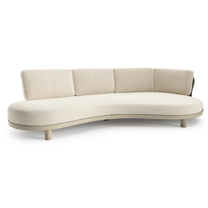 Donato loungebank in beige aluminium met althea off white all weather cosytica kussen
